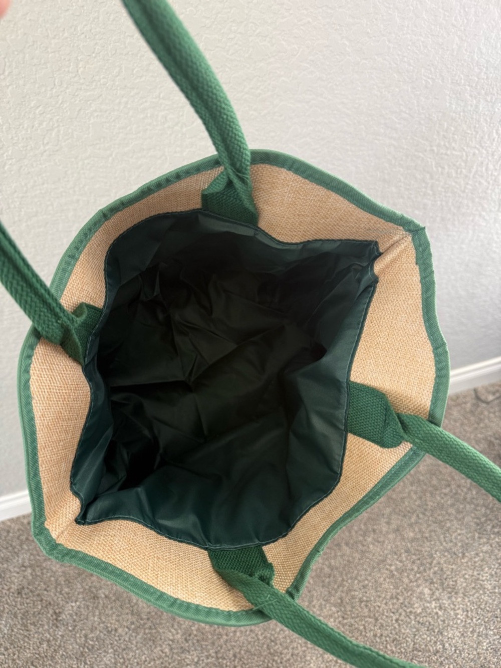 Starbucks Natural Canvas Tote with Green Trim and Logo - Picture 5 of 9
